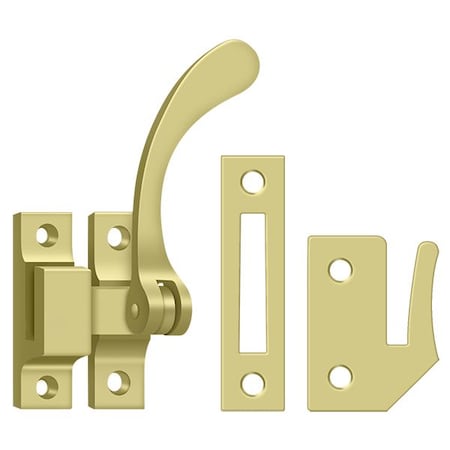 Deltana Window Lock, Casement Fastener, Reversible, 4-1/2" Bright Brass CF450U3