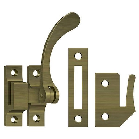 Deltana Window Lock, Casement Fastener, Reversible, 4-1/2" Antique Brass CF450U5