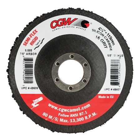 CGW ABRASIVES Depressed Ctr Whl, 7x7/8, PH, T27, SC, 16G 49618