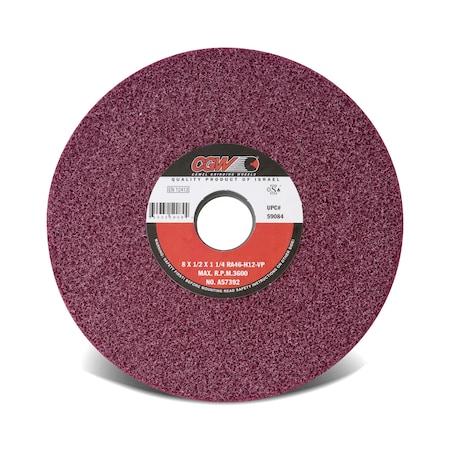 Cgw Abrasives Grinding Whl, 8x.5x1-1/4, T1, RA-46-H12-V 59084