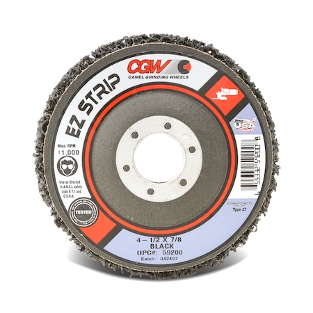 Cgw Abrasives Strip Whl, 4.5x5/8-11, SC Extra CRS, Black 59201