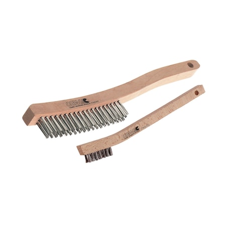 Cgw Abrasives Stainless Steel Scratch Brush, 3x19 Rows, SS, Hardwood 60202