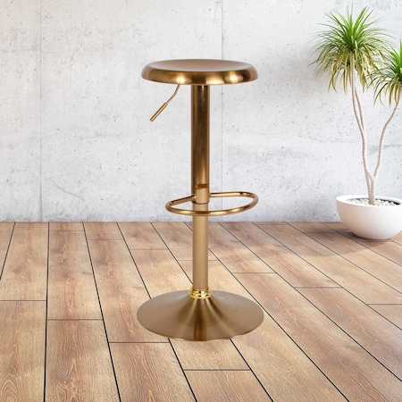 Flash Furniture Chair, Madrid, Adjstbl, Retro, Barstool, Gold CH-181220-GD-GG