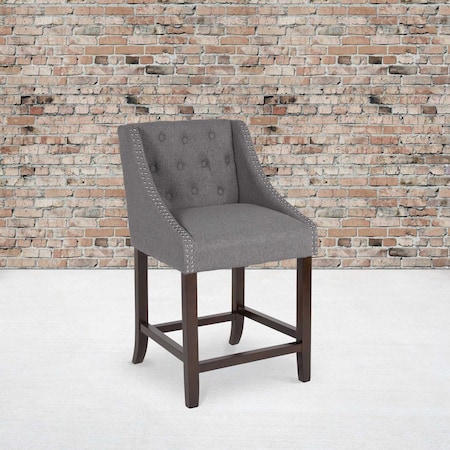 Flash Furniture Gray Fabric/Wood Stool, 24 CH-182020-T-24-DKGY-F-GG