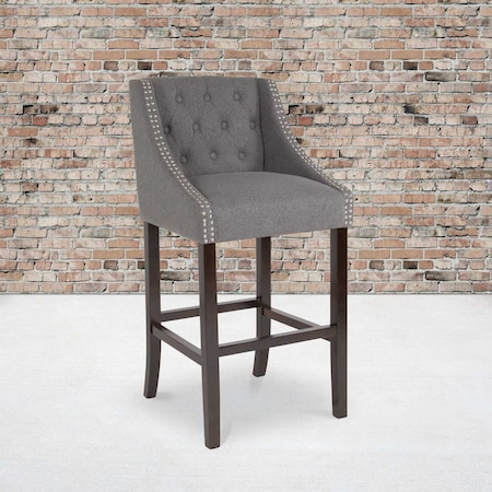 Flash Furniture Gray Fabric/Wood Stool, 30 CH-182020-T-30-DKGY-F-GG