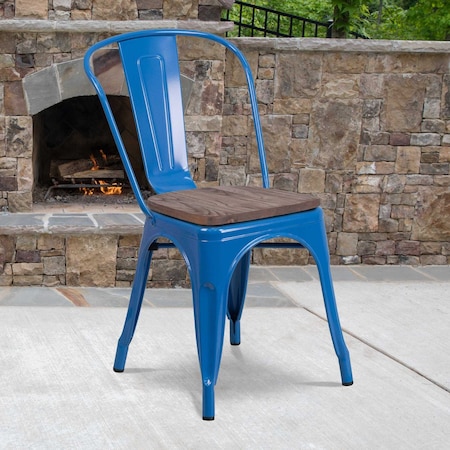Flash Furniture Metal Stack Chair, Blue CH-31230-BL-WD-GG