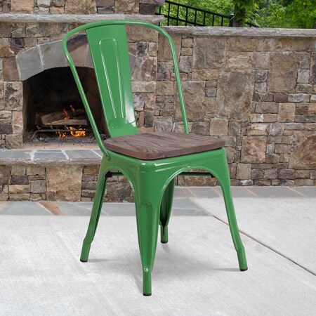 Flash Furniture Metal Stack Chair, Green CH-31230-GN-WD-GG