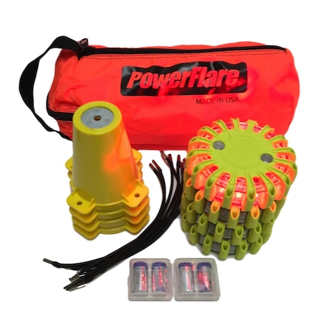 Powerflare Cone Kit, Softpack, 4, Red Lt, Ylw Shell CKT-SP4-R-Y