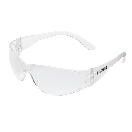 MCR SAFETY Checklite Safety Glasses, Uncoated, Clear Frame, Clear Lens CL010