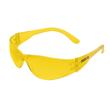 Mcr Safety Checklite (CL1), Safety Glasses, Duramass Hard Coat, Polycarbonate Lens, Amber Frame, Frameless CL114