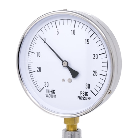Pic Gauges 4 1/2 in Dial, 1/4 in NPT Lower Location, Stainless Steel Case Material CONTRACTOR-4LCC
