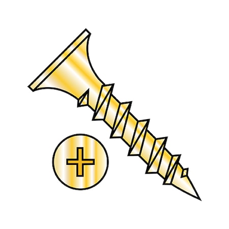 Zoro Select Drywall Screw, #6 x 2 in, Steel, Flat Head Phillips Drive, 3000 PK 0636CPGY