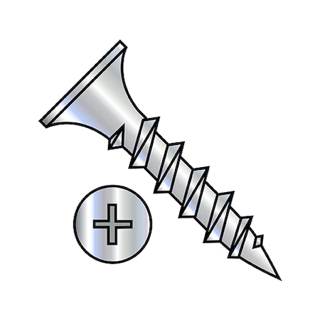 Zoro Select Drywall Screw, #6 x 1 in, Steel, Flat Head Phillips Drive, 10000 PK 0616CPGZ