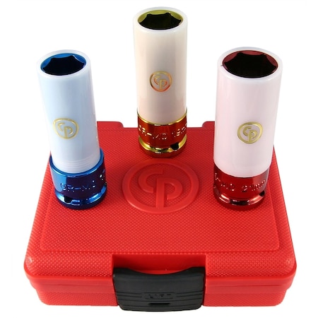 Chicago Pneumatic Metric Thin Wall Wheel/Nut Protector Impact Soc, 3 Piece 1/2" Drive CPTSS413WP