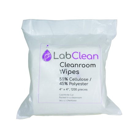 Labclean Cleanroom Wipes, 100 percent pol, 4, PK10 CPWIPE4X4