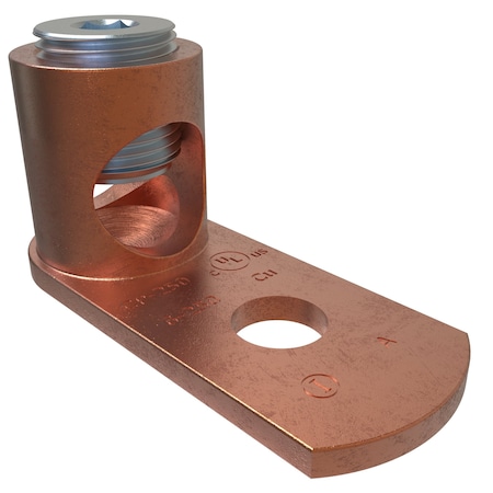Ilsco One-Hole Compression Lug, 250 kcmil Max, 3/8 in Stud, Standard Barrel, Copper, None CP-250-EC