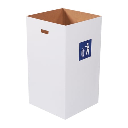 Partners Brand Rectangular Cardboard Disposable Can, White, 200#/ECT-32 Corrugated, 18 in, 10 PK CRR50W