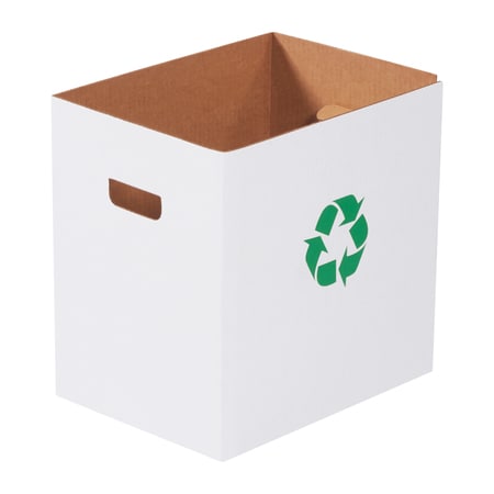 Partners Brand Recycling Bin, White, 200#/ECT-32 Corrugated CRR7R