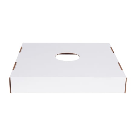 Partners Brand Trash Can Lid, White, 200#/ECT-32 Corrugated, 18 in W/Dia, 10 PK CRRLIDHOLE