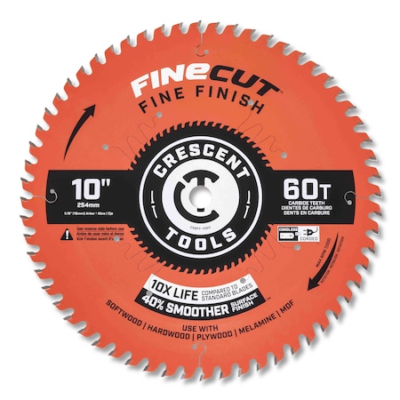 Crescent 10" x 60-Tooth FineCut Fine Finishing Circular Saw Blade CSBFF-1060