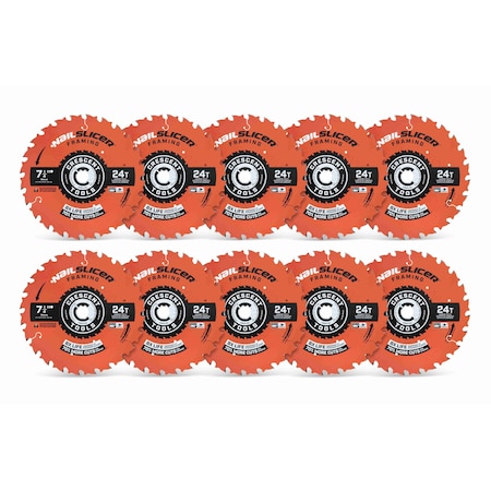 Crescent 7-1/4" x 24-Tooth NailSlicer Framing Circular Saw Blade - 10 Pack CSBFR-724-10
