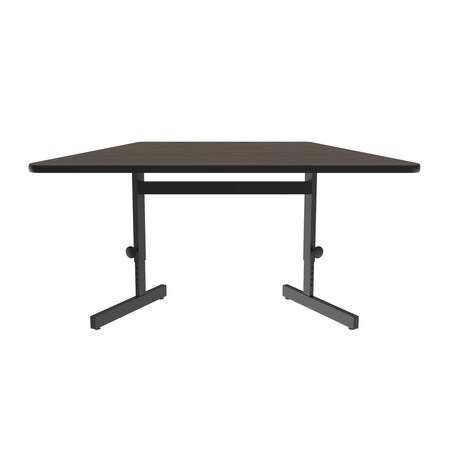Correll Trapezoidal Econoline Adjustable Height Computer Desk and Training Table, Walnut CSA3060TR-01