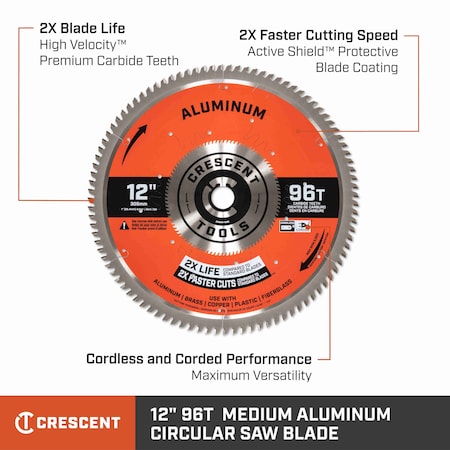 Crescent 12" x 96-Tooth  Medium Aluminum Circular Saw Blade CSBAM-1296