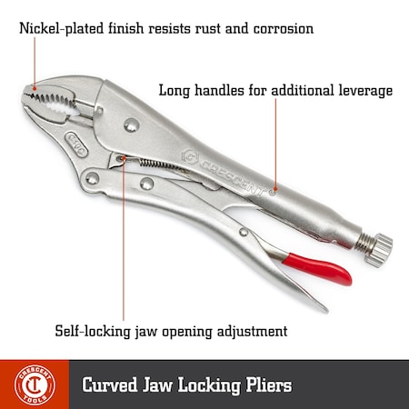 Crescent 5" Curved Jaw Locking Pliers with Wire Cutter C5CVN-08