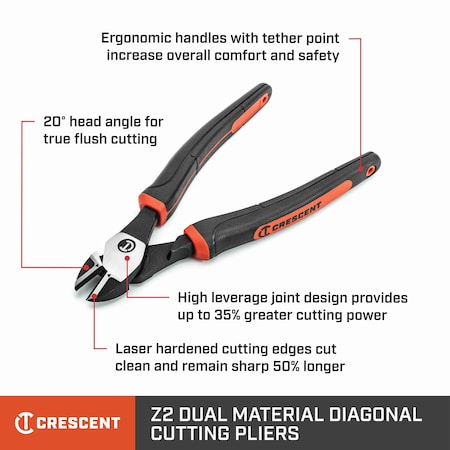 Crescent 8" Diagonal Cutting Plier Cushion Grip Z5428CG-06