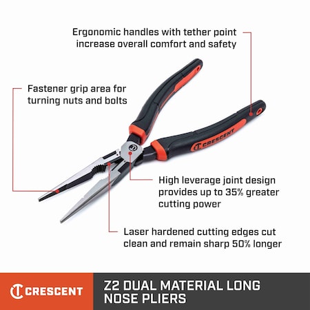 Crescent 8" Long Nose Plier Cushion Grip Z6548CG-06