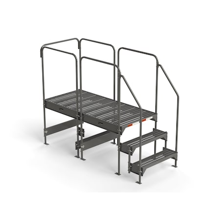 Ega Products Custom Work Platform, 3 Steps, Modular, 35"W x 77"L Platform, Adjustable to 30"-33"H, Style 5 CW5-33-3-6