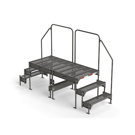 Ega Products Custom Work Platform, 3 Steps, Modular, 35"W x 77"L Platform, Adjustable to 30"-33"H, Style 6 CW6-33-3-6