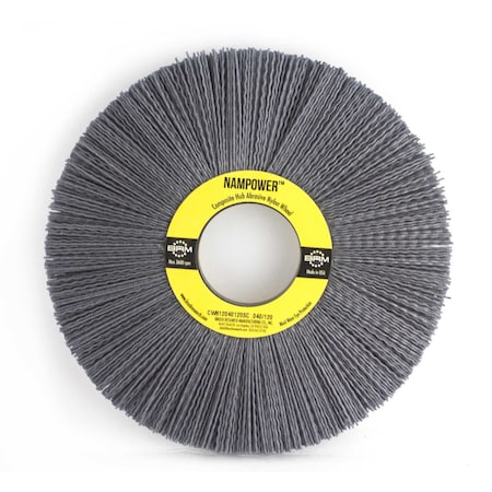 Nampower Brush CW812022120SC NAMPOWER Abrasive Wheel Brush, 8" Diameter, 120SC, 2" Arbor Hole, 2.5" Trim Length CW812022120SC