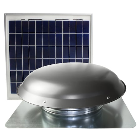 Maxx Air 433 CFM Solar Powered Roof Mount Power Attic Ventilator with Panel in Weathered Gray CXSOLRWGUPS
