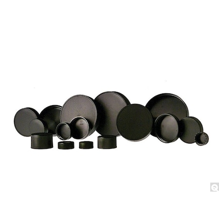 Qorpak Black Unlined PP Caps, Ribbed, 38, PK100 CAP-00370