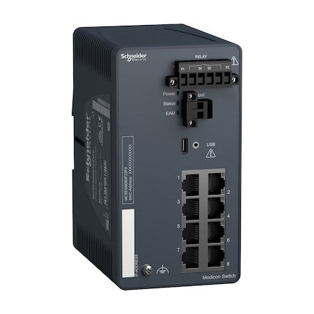 Schneider Electric Network switch, Modicon Networking, managed, 8 ports for copper MCSESM083F23F0