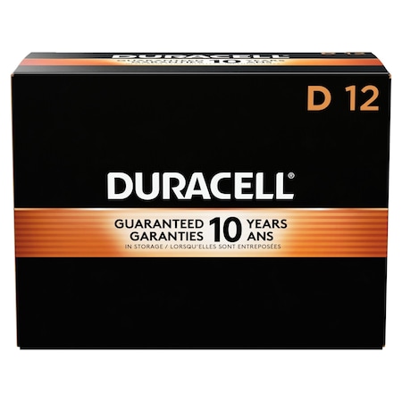 Duracell Coppertop D Alkaline Battery, 1.5V DC, PK12 MN1300