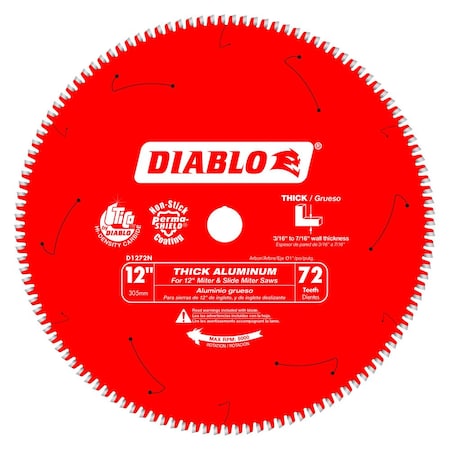 Diablo Nf Csb, 12 in dia x 72 Teeth, 1 Bore D1272N