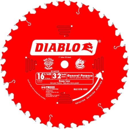 Diablo Atb Red, 16-5/16" Cutting dia. x32T D1632X