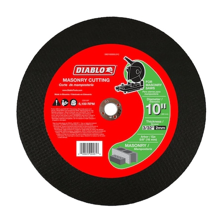 Diablo Abrasive Cut-Off Wheel, 10 in Dia, 3/32" Thick, Silicone Carbide DBD100093L01C