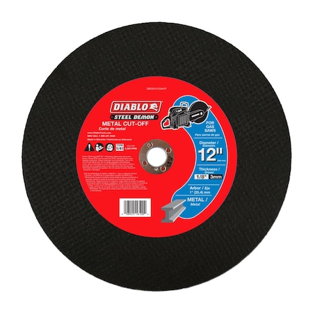 Diablo Abrasive Cut-Off Wheel, Type 1, 12 in Dia, 1/8 in Thick, Ceramic DBDS12125A01F