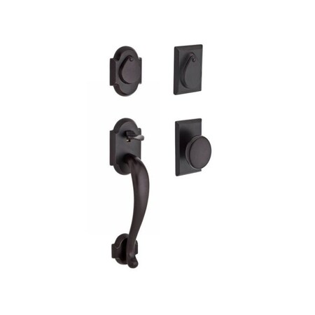 Baldwin Double Cylinder Adirondack Handleset, Rustic Knob, Dark Bronze DC.ADIXRUS.RSR.481