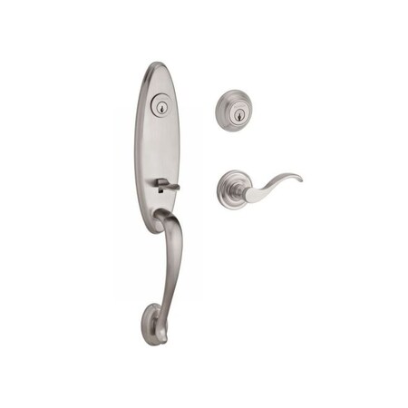 Baldwin Double Cylinder Chesapeake Handleset with LH Curve Lever, Satin Nickel DC.CHEXCUR.L.TRR.150