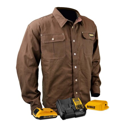 Dewalt 20 V, DEWALT(R) Unisex Heated Heavy Duty Shirt , Unisex , Tobacco , S DCHJ081TD1-S