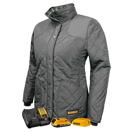 Dewalt Women's DEWALT(R) DCHJ084 Womens Flannel Lined Q, Charcoal, Heats Up to 9 hr. , 20 S DCHJ084CD1-S
