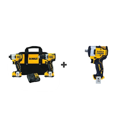 Dewalt Cordless Combo Kit, 12V, BONUS TOOL DCK221F2/DCF901B