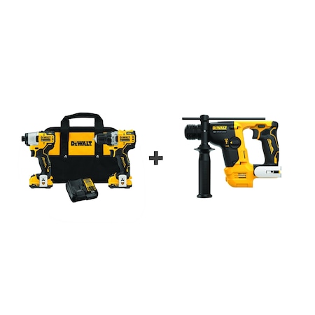 Dewalt Cordless Combo Kit, 12V, BONUS TOOL DCK221F2/DCH072B