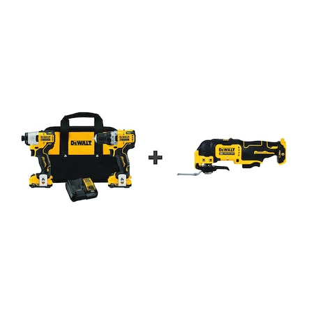 Dewalt Cordless Combo Kit, 12V, BONUS TOOL DCK221F2/DCS353B