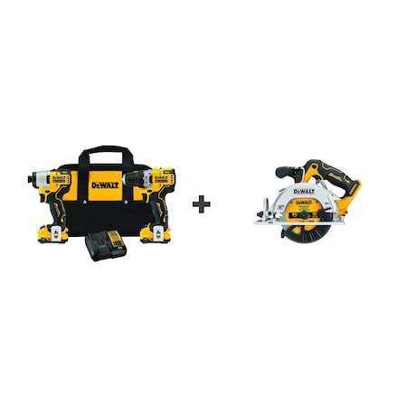 Dewalt Cordless Combo Kit, Drive 3/8", DEWALT(R) DCK221F2/DCS512B