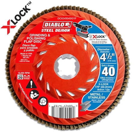 Diablo Flap Disc, 40-Grit for X-Lock and All G DCX045040X01F